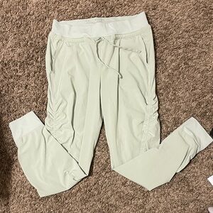 Athleta Light Sage Ruched Track Joggers